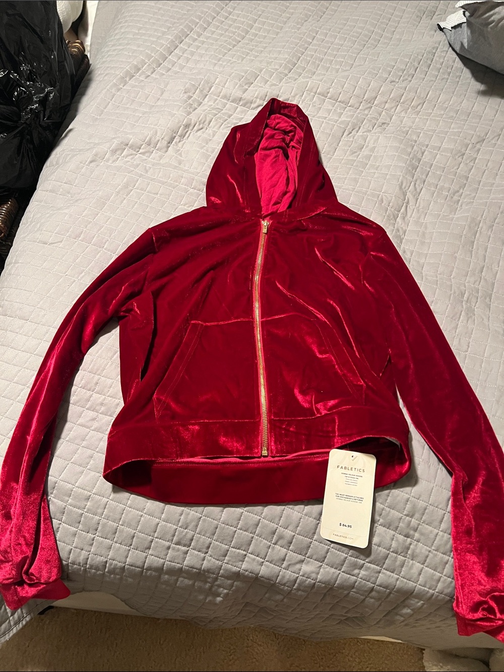 Fabletics Red Velvet Zip-Up Hooded Jacket - Womens